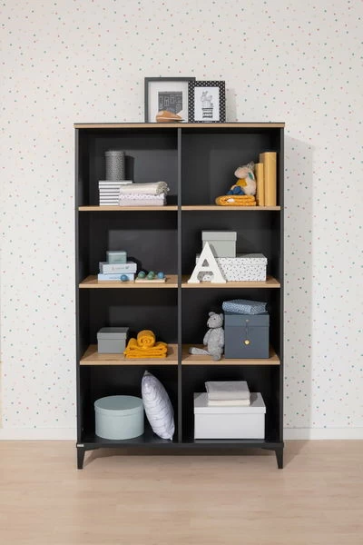 Paidi Tomke Regal 8 Fächer - Offen Naturschwarz/Eiche-Bordeaux-Nachbildung – Bild 2