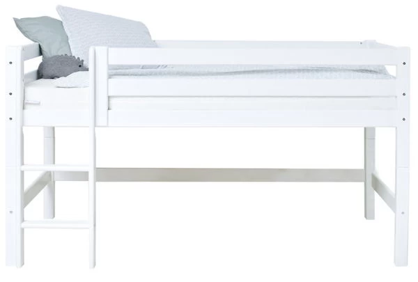 Hoppekids Halbhohes Bett ECO Luxury 120x200 Cm Weiß Mit Gerader Leiter & Absturzsicherung – Bild 5