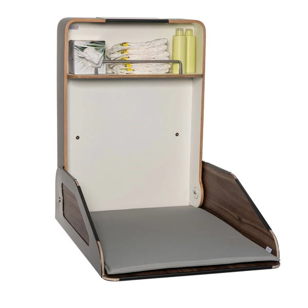 Timkid Quattro Wandwickeltisch Edelstahl Nussbaum Inklusive Wickelmatte | Elegant Design – Bild 2