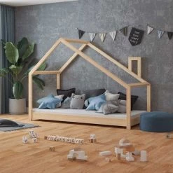 Nature Kid Milo Hausbett Natur Mit Giebeldach Liegefläche 140 X 200