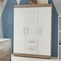 Arthur Berndt Selina Kleiderschrank 3-türig Weiß Mit Platinum Eiche Dekor