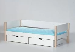 Manis-h Einzelbett SIF 90x200 Cm Pfosten Buche Incl. Sicherung, Bettkästen & Lattenrost