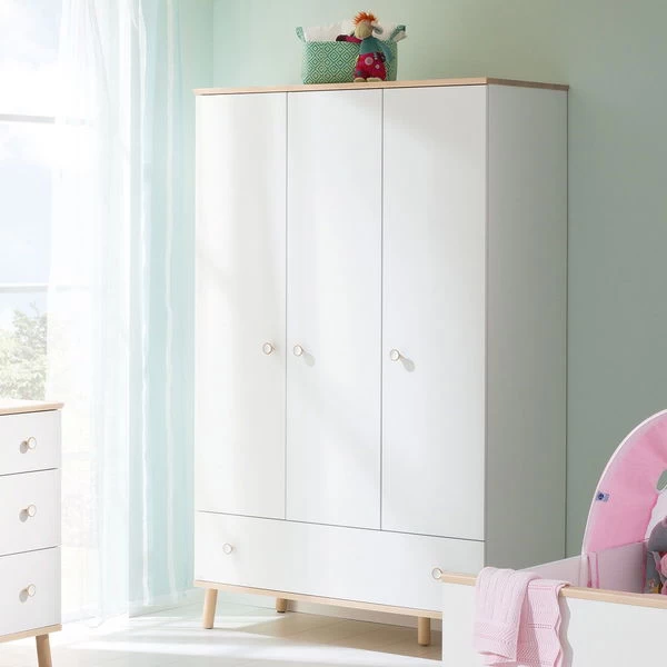 Paidi Ylvie Kleiderschrank 3 Türen 1 Schubkasten Schubkasten Kreideweiß - Aktionspreis